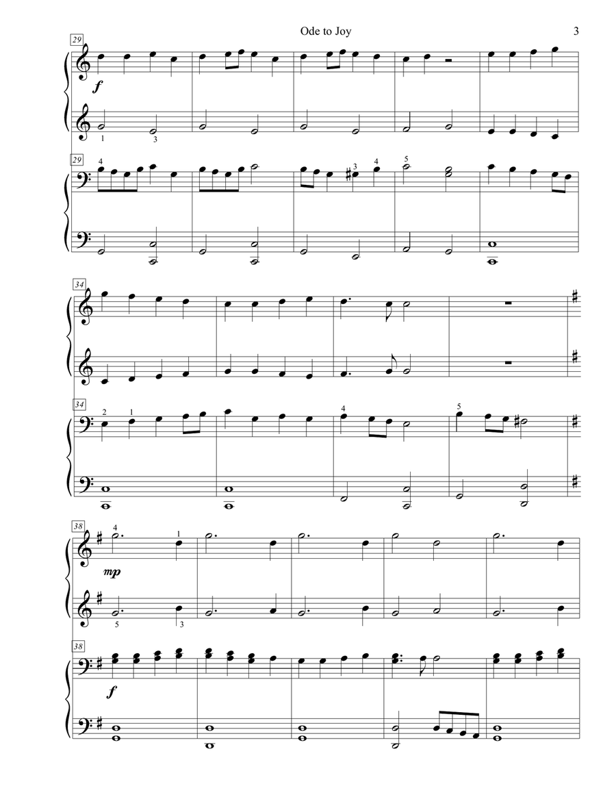 Ode to Joy (duet) Piano Method scores gallery preview page 3