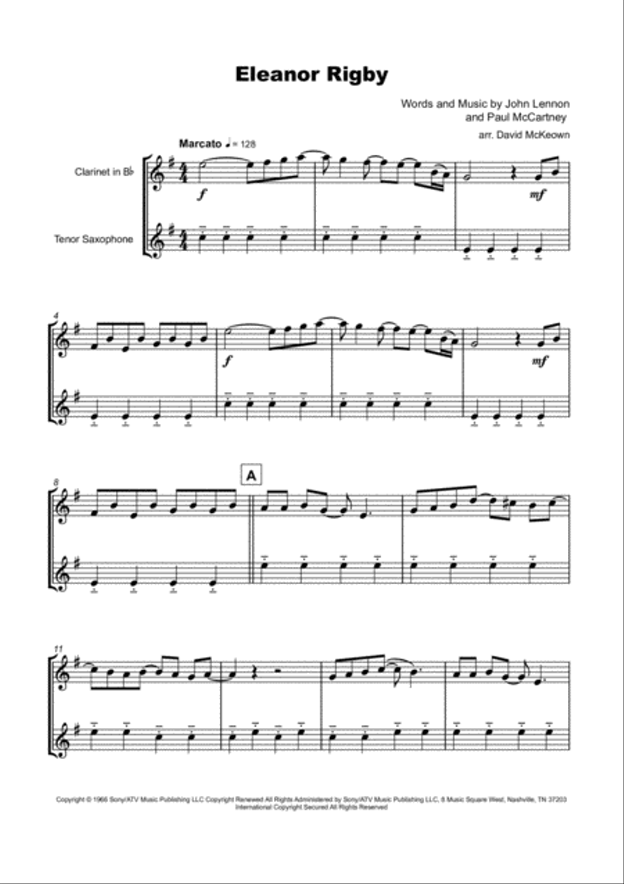 Eleanor Rigby Woodwind Duet scores gallery preview page 2