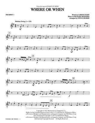 Book cover for Where Or When (from Babes In Arms) (arr. Steve Zegree) - Bb Trumpet 1