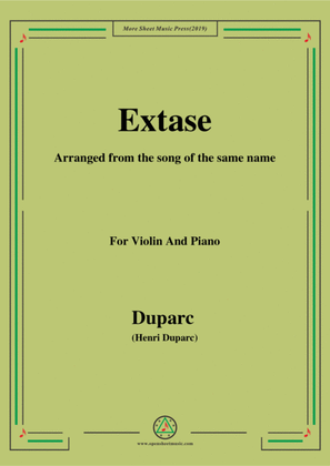 Book cover for Duparc-Extase,for Violin and Piano,for Violin and Piano