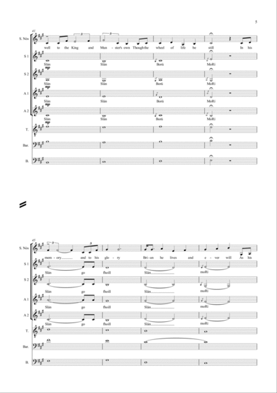 Sadb's Lament for the Fallen King - Mixed Choir and solo Irish sean nos voice Divisi scores gallery preview page 5