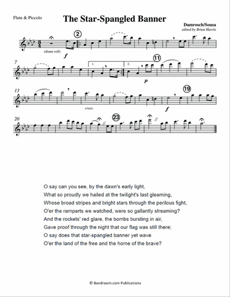 STAR-SPANGLED BANNER, THE - USA National Anthem; concert band setting with text Concert Band scores gallery preview page 5