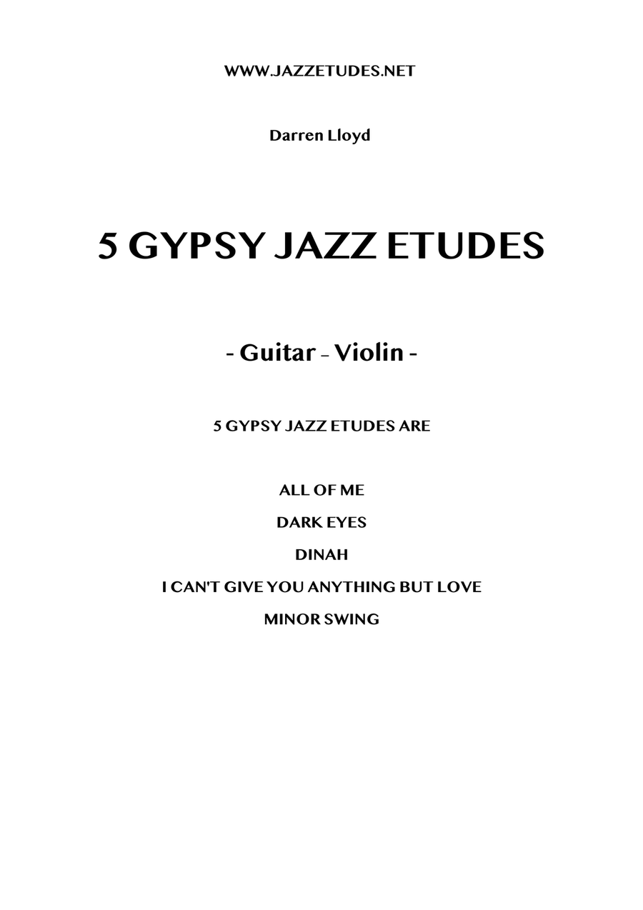 5 easy/intermediate Gypsy jazz etudes - Violin/Guitar String Duet scores gallery preview page 1