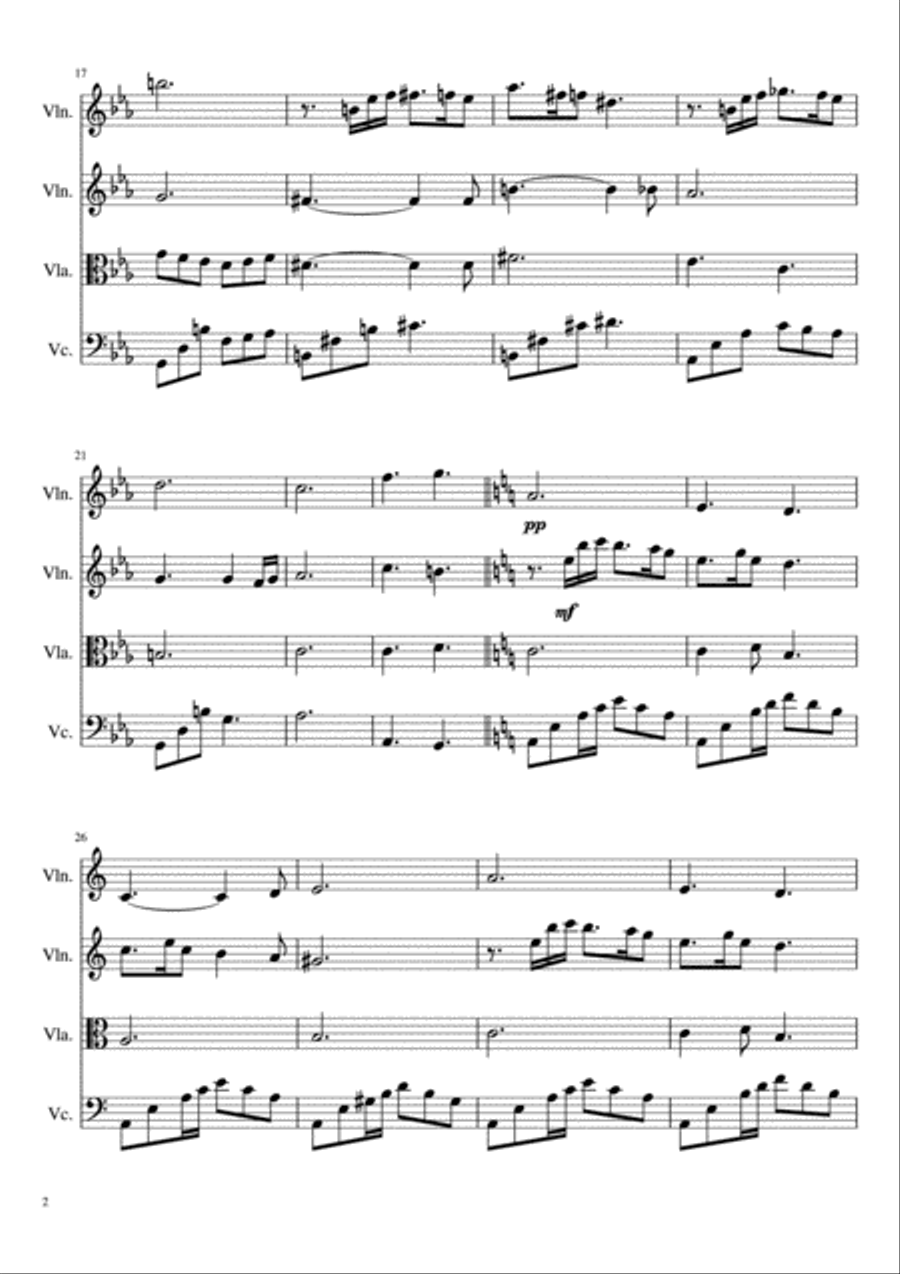 Prologue - Walking Bruges - Ray At The Mirror String Quartet scores gallery preview page 2