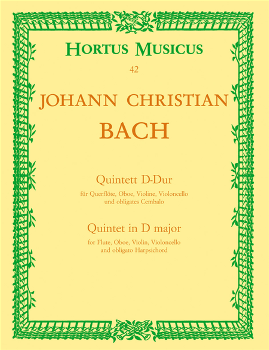 Quintett fur Querflote, Oboe, Violine, Violoncello und obligates Cembalo D major Flute scores gallery preview page 1