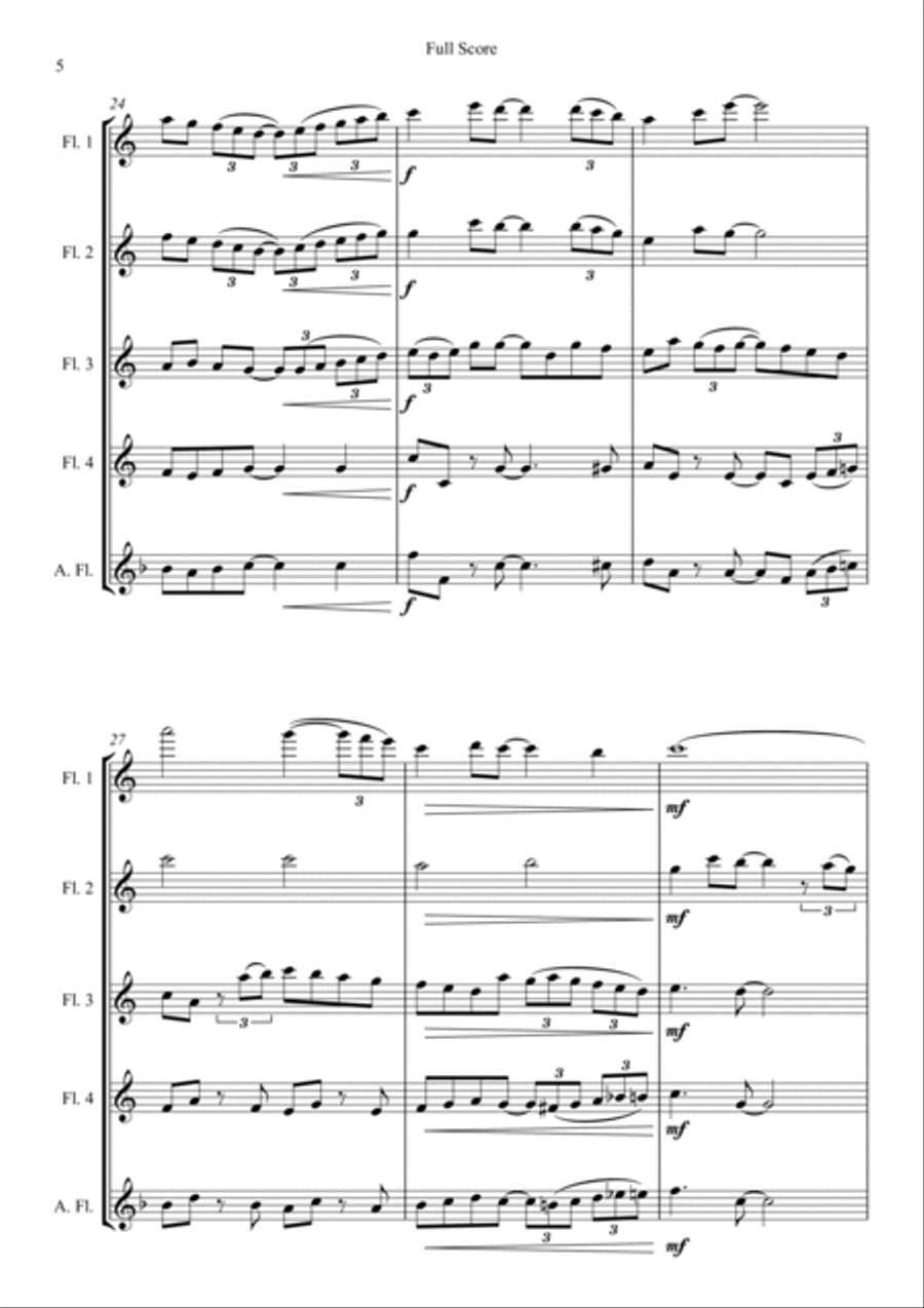 Pachelbel's Canon - in a Jazz Style - for Flute Quartet Flute Quartet scores gallery preview page 6