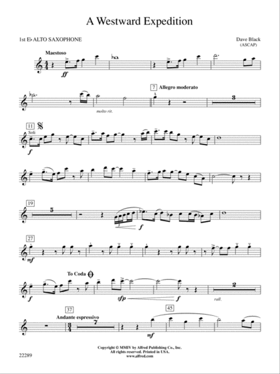 A Westward Expedition: E-flat Alto Saxophone Concert Band scores gallery preview page 1