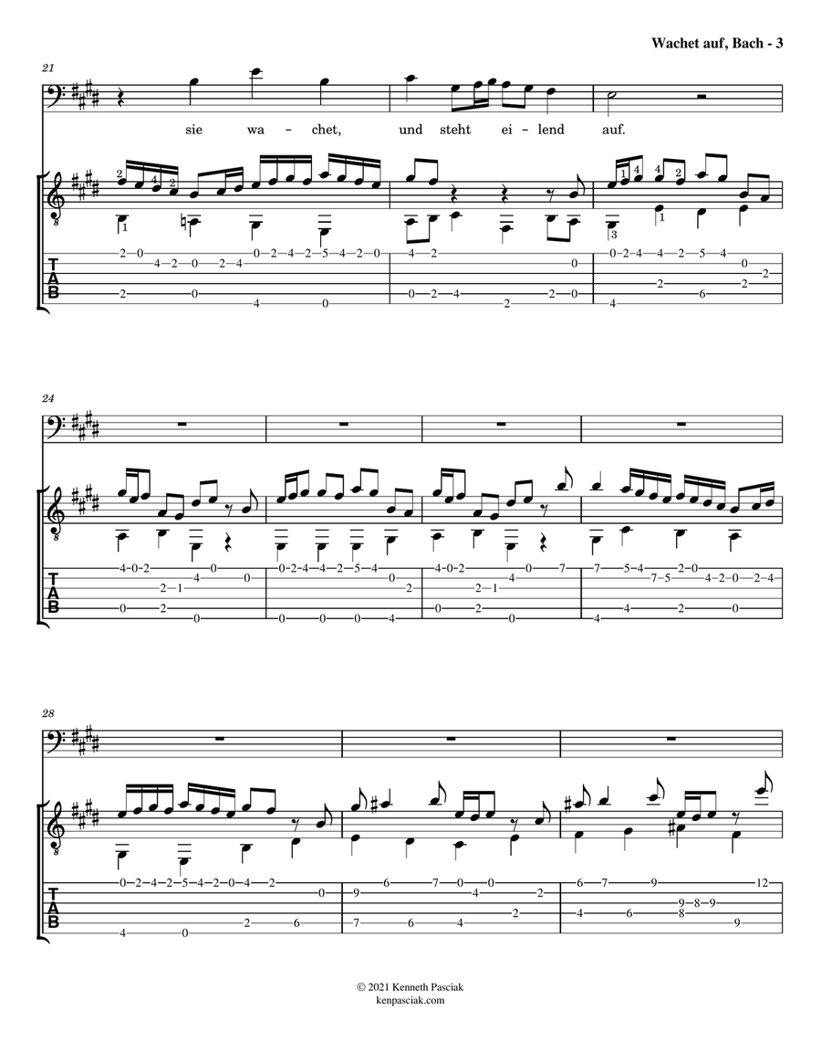 Wachet auf ruft uns die Stimme (for Guitar and optional Voice) Acoustic Guitar scores gallery preview page 5
