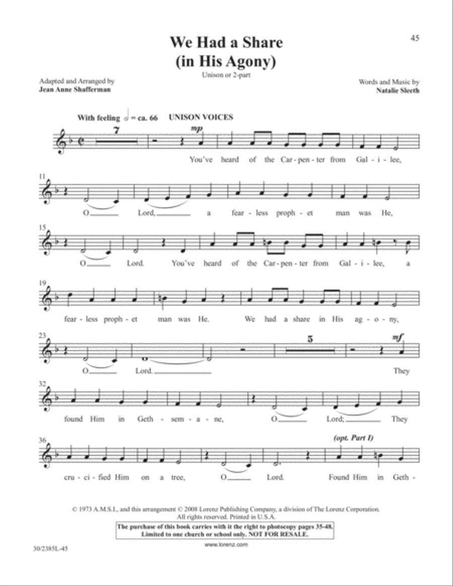 Simply Natalie Sleeth Unison Choir scores gallery preview page 46