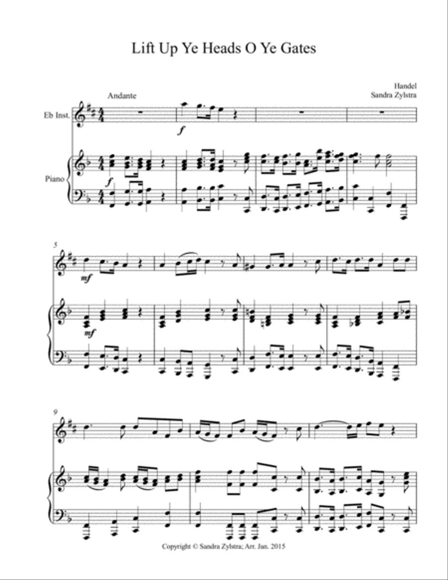 Lift Up Ye Heads O Ye Gates (treble Eb instrument solo) Alto Saxophone scores gallery preview page 2