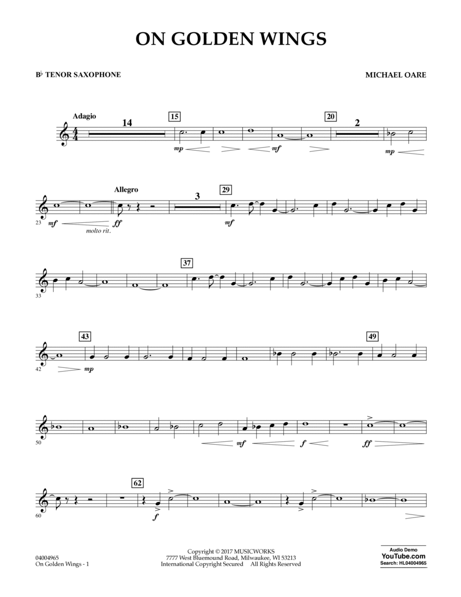 On Golden Wings - Bb Tenor Saxophone Tenor Saxophone scores gallery preview page 1