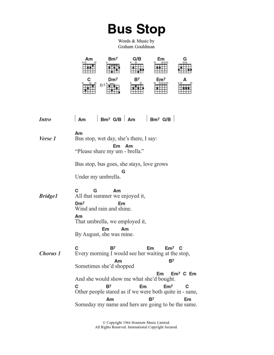 Bus Stop Acoustic Guitar scores gallery preview page 1