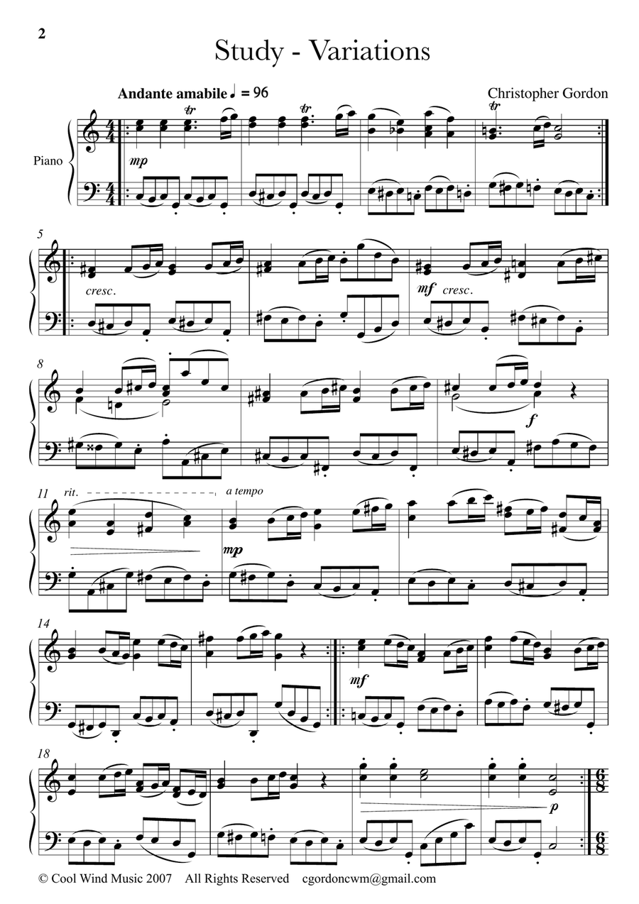 Study-Variations for Piano Piano Method scores gallery preview page 1