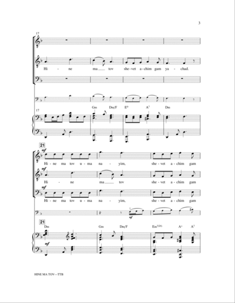 Hineh Ma Tov Hineh Ma Tov TTBB scores gallery preview page 3