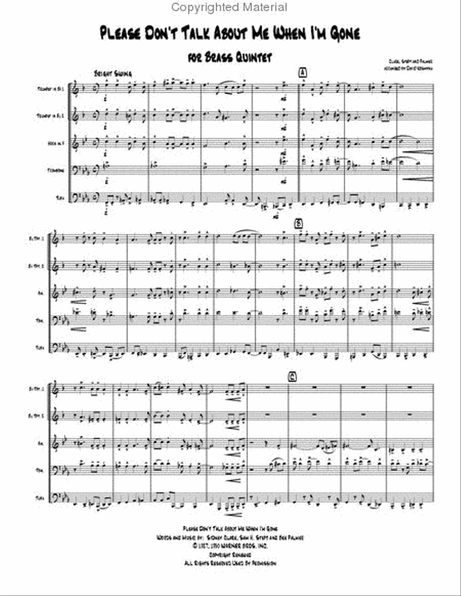 Please Don't Talk About Me When I'm Gone Brass Quintet scores gallery preview page 2