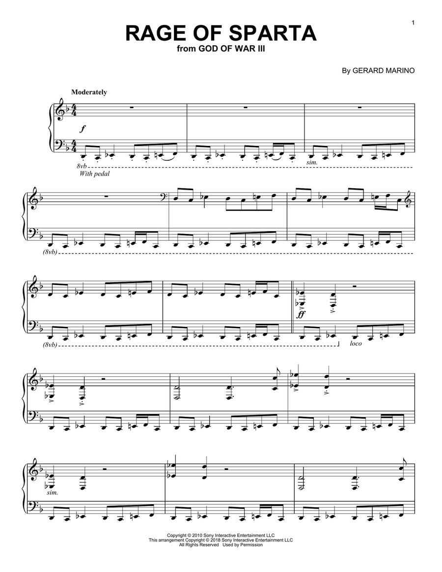Rage Of Sparta (from God of War III) Piano Solo scores gallery preview page 1