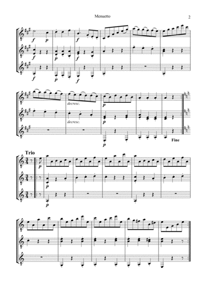 Menuetto from string quartet No. 8 for guitar trio - Score Only image number null