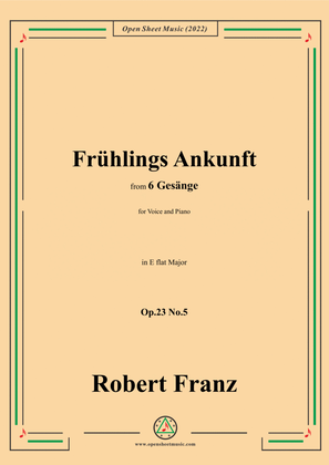 Book cover for Franz-Fruhlings Ankunft,in E flat Major,Op.23 No.5,,for Voice and Piano