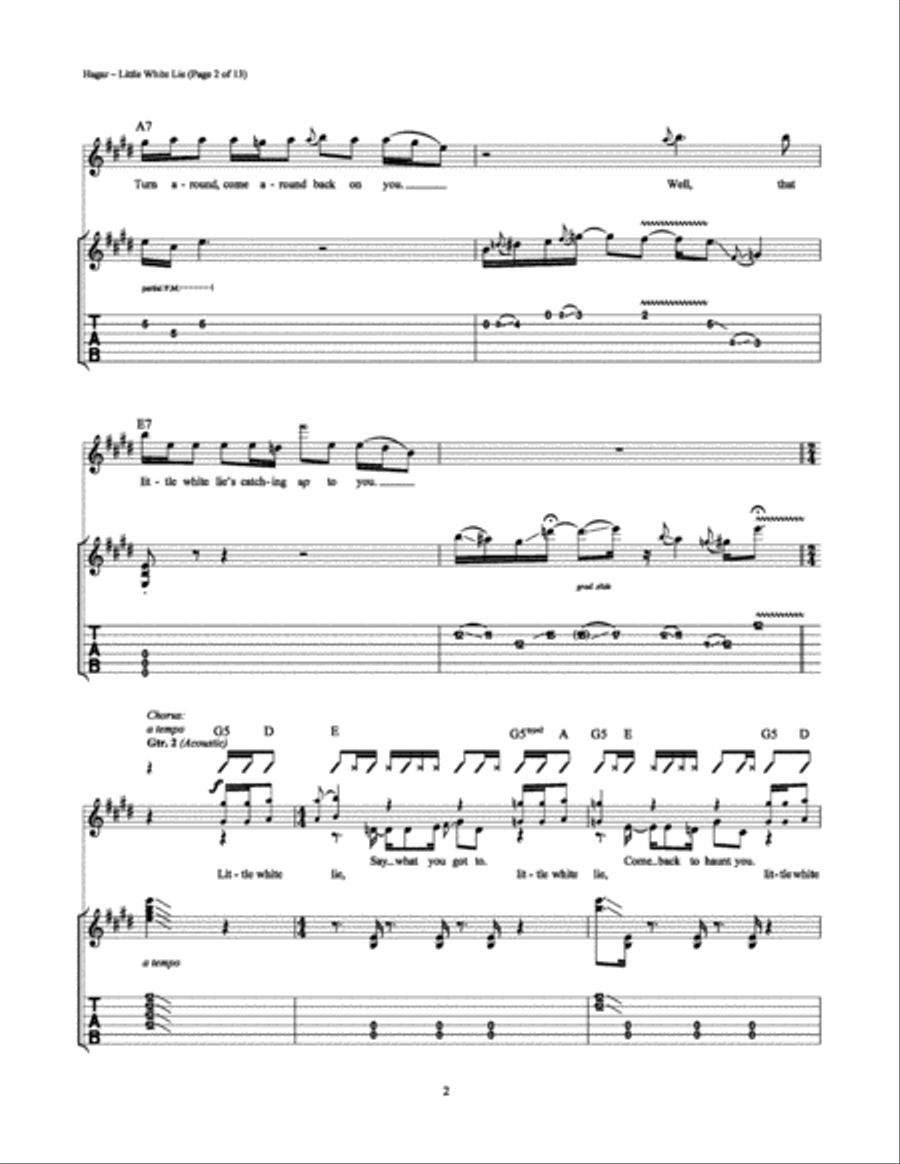 Little White Lie Little White Lie Electric Guitar scores gallery preview page 2