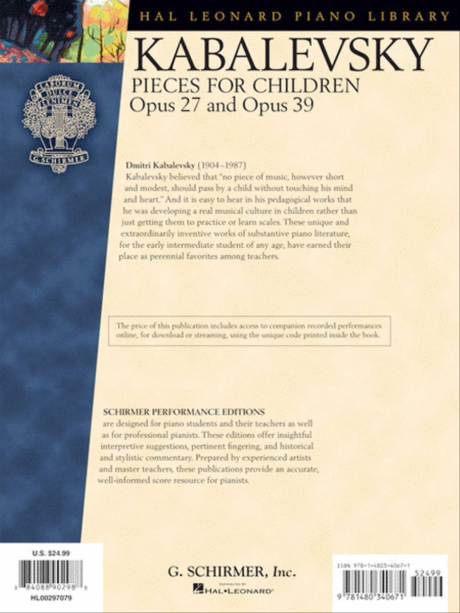 Dmitri Kabalevsky – Pieces for Children, Op. 27 and 39