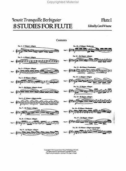 Benoit Tranquille Berbiguier – 18 Studies for Flute