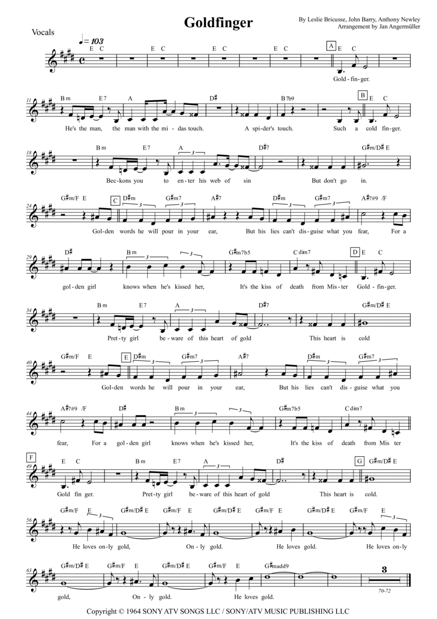 Goldfinger (vocal Version) Full Orchestra scores gallery preview page 1