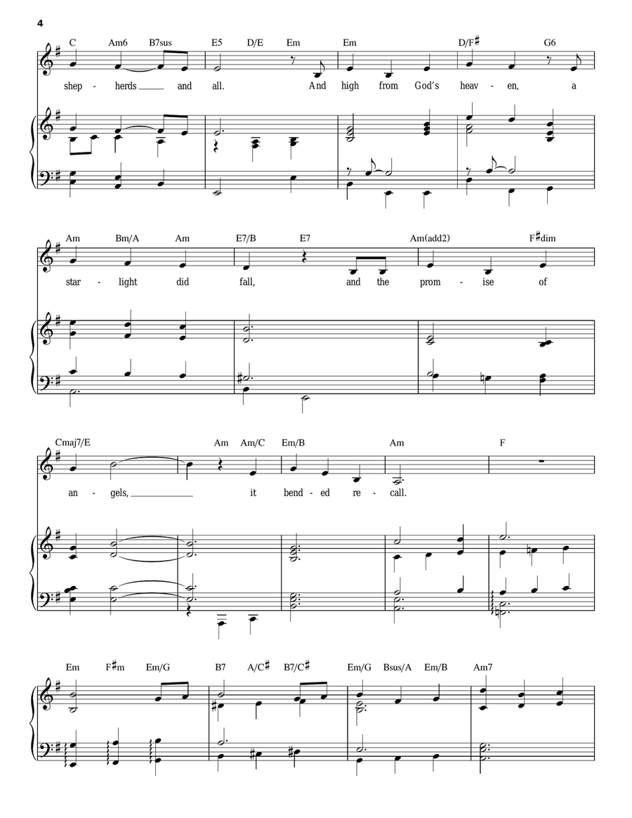 I Wonder As I Wander Piano, Vocal scores gallery preview page 4