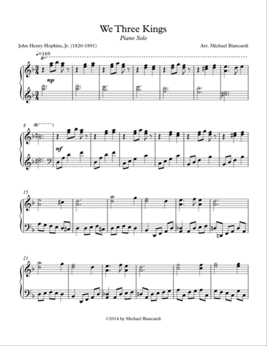 We Three Kings We Three Kings Piano Solo scores gallery preview page 1