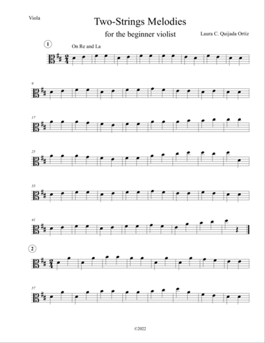 Two-Strings Melodies for the beginner violist. Viola Solo scores gallery preview page 2