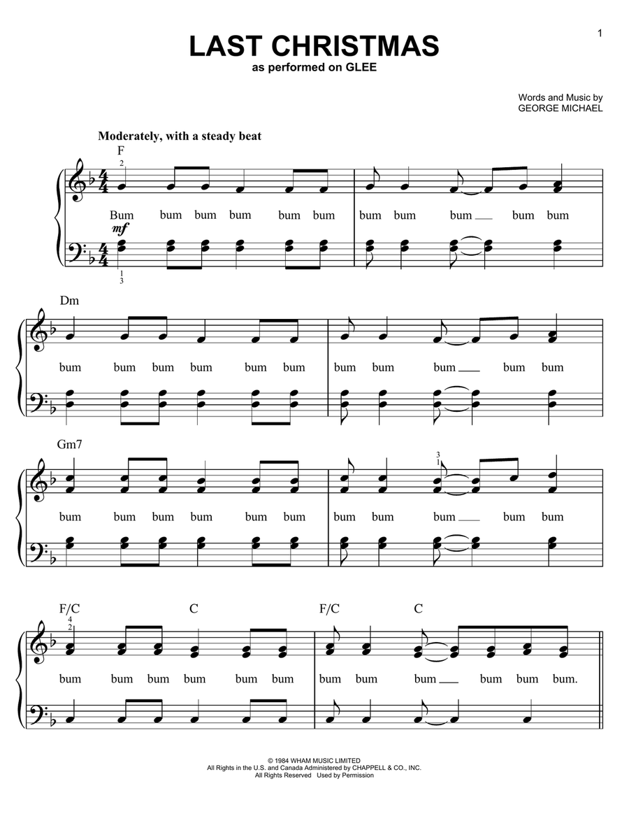 Last Christmas Easy Piano scores gallery preview page 1