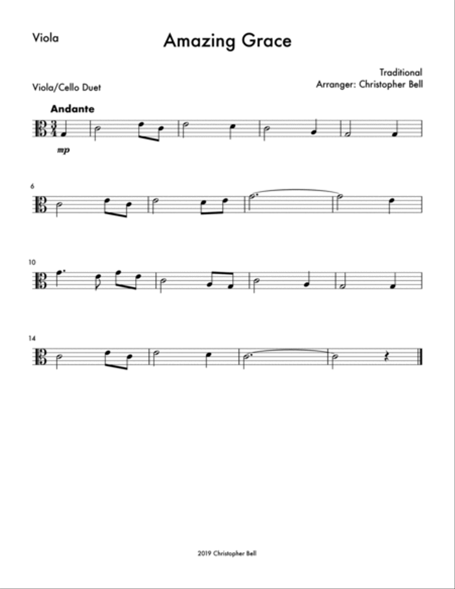 Amazing Grace - Viola/Cello Duet String Duet scores gallery preview page 2