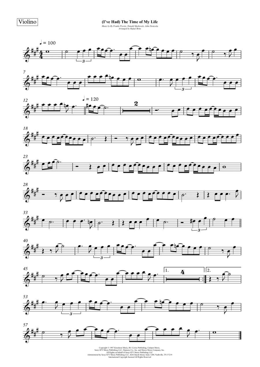 (i've Had) The Time Of My Life Violin Solo scores gallery preview page 1