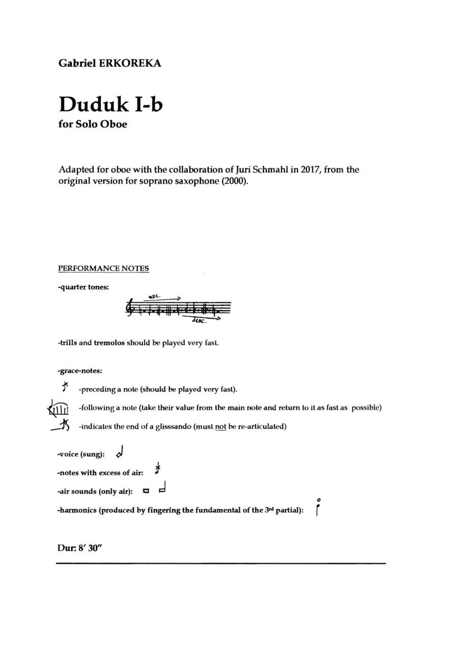 Duduk I-b Oboe Solo scores gallery preview page 1