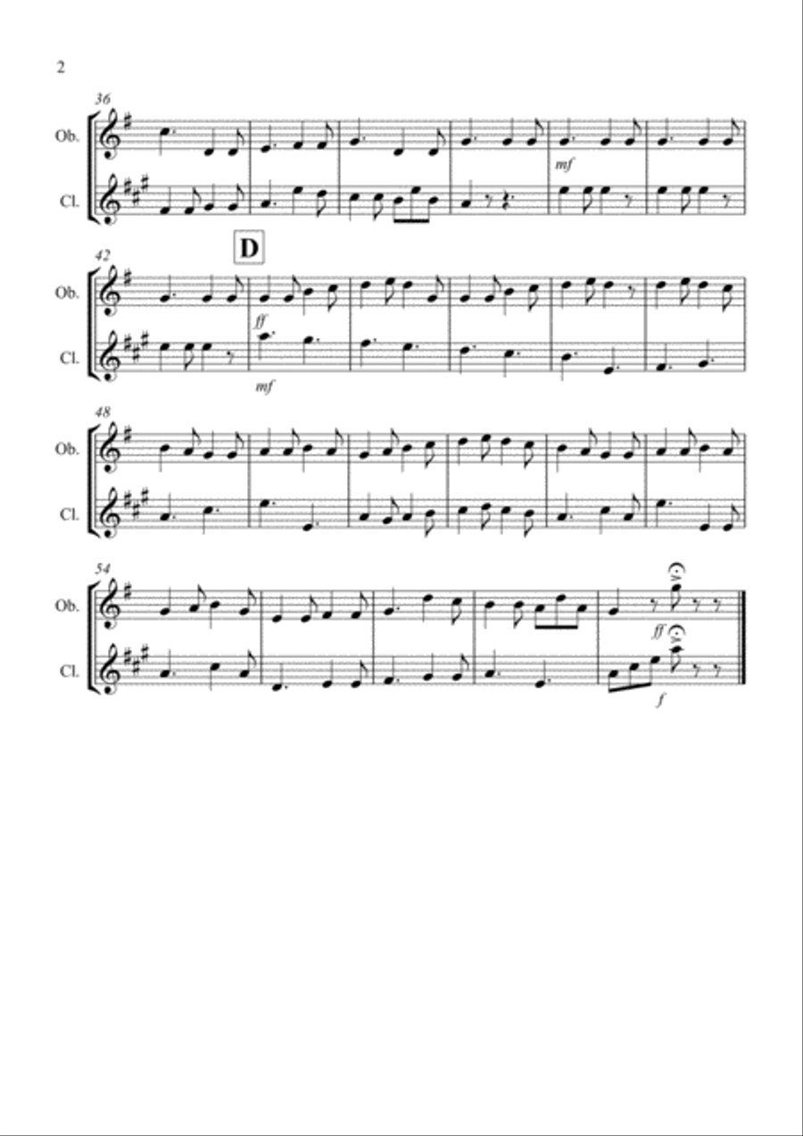 In Dulci Jubilo for Oboe and Clarinet in Bb Duet Woodwind Duet scores gallery preview page 2