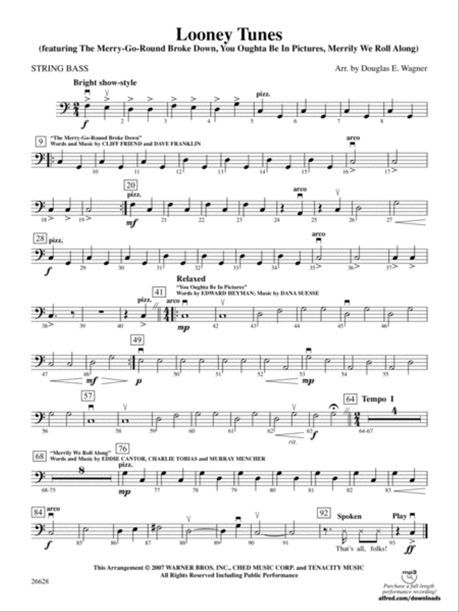 Looney Tunes: String Bass String Orchestra scores gallery preview page 1