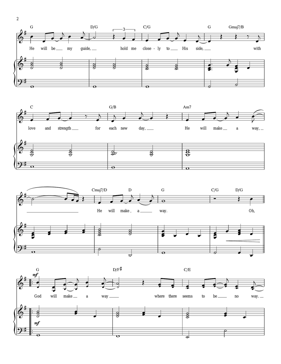 God Will Make A Way Piano, Vocal scores gallery preview page 2
