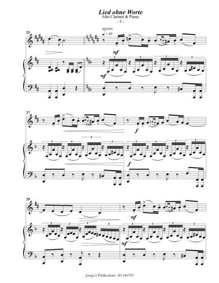 Mendelssohn: Song Without Words Op. 109 for Alto Clarinet & Piano image number null