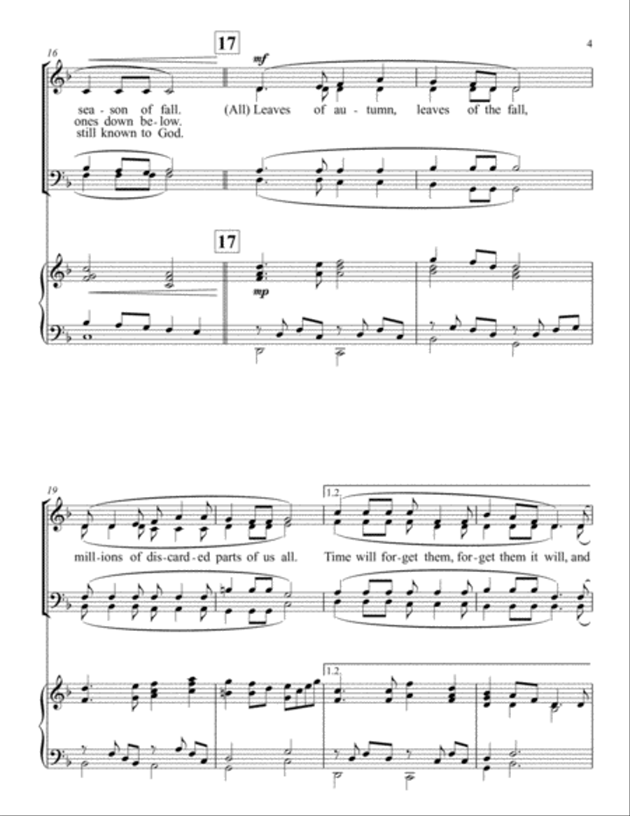 The Leaves of Autumn - for SATB choir 4-Part scores gallery preview page 5