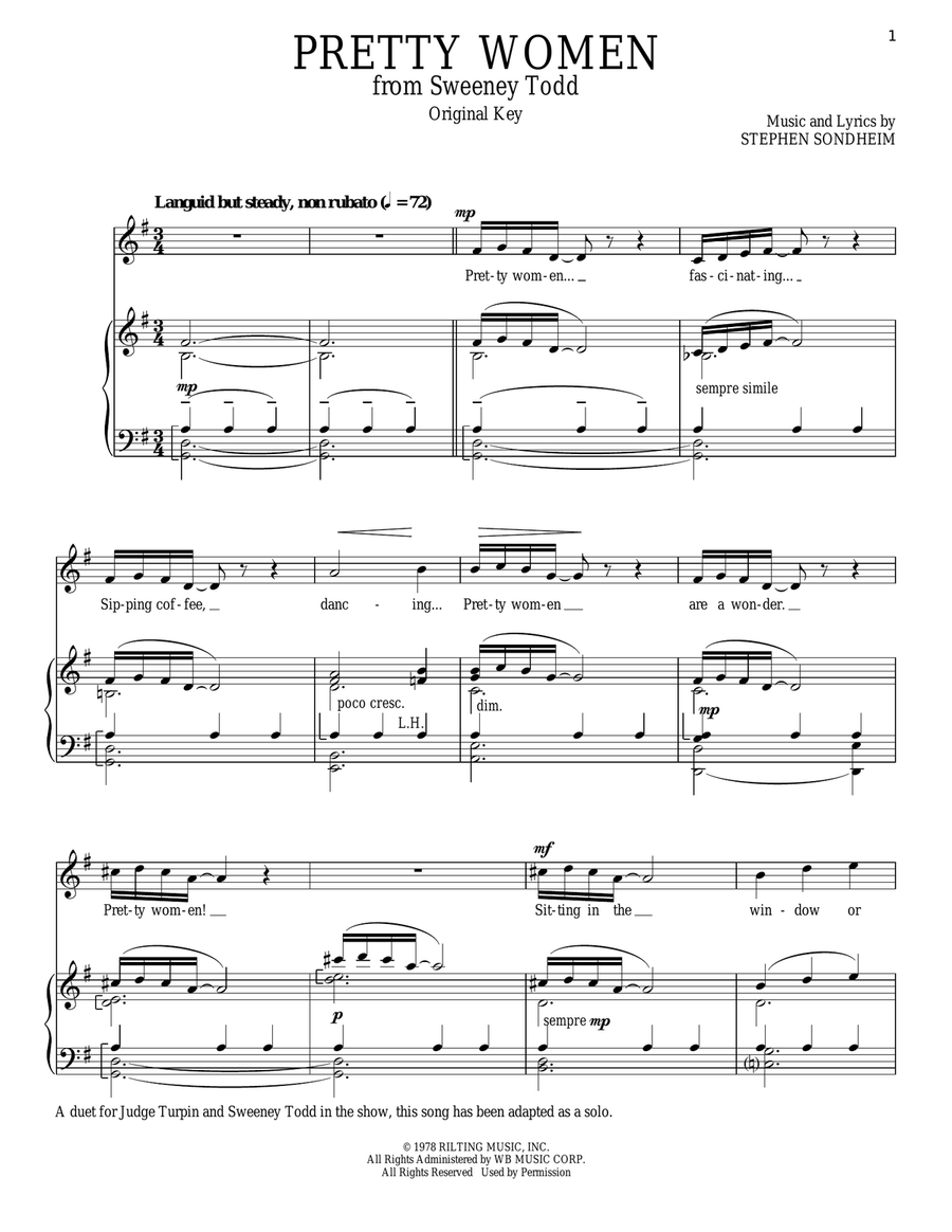 Pretty Women Pretty Women Piano, Vocal scores gallery preview page 1