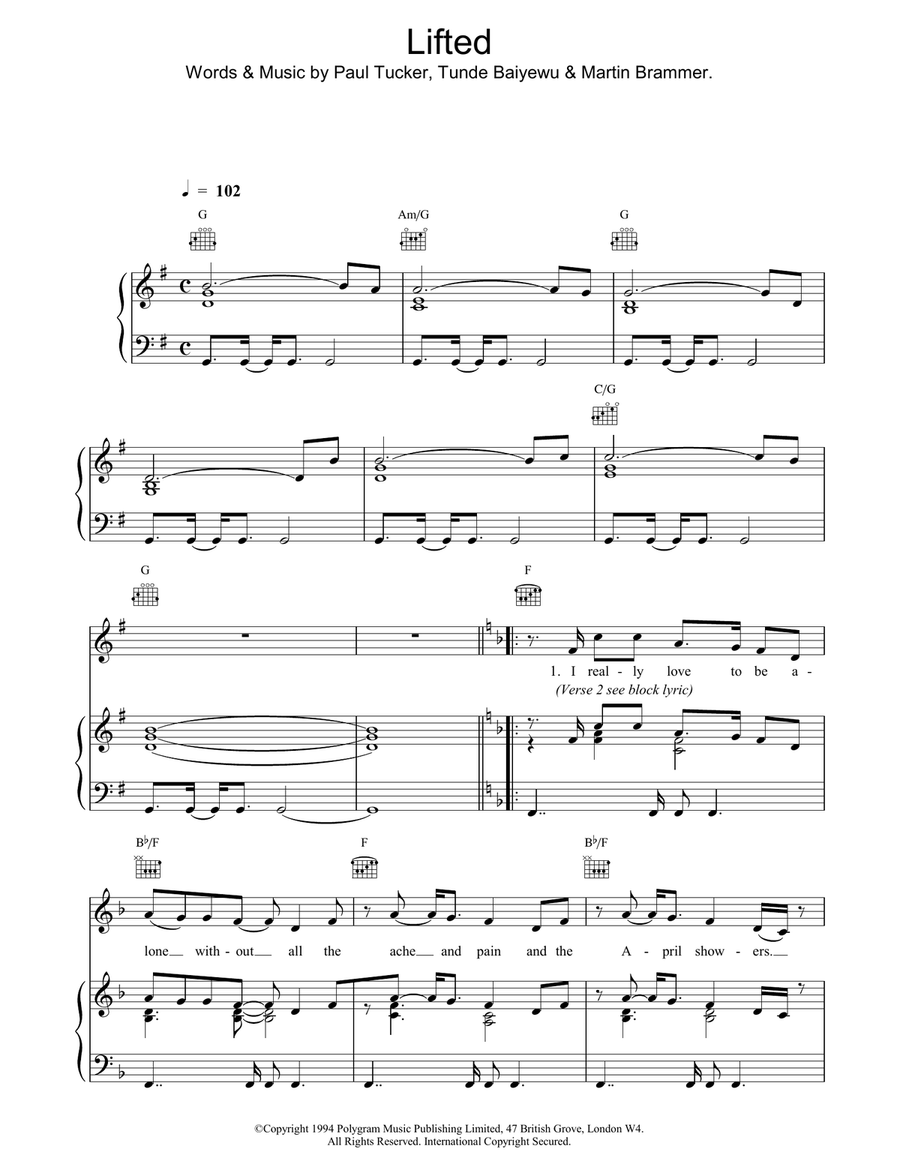 Lifted Piano, Vocal, Guitar scores gallery preview page 1