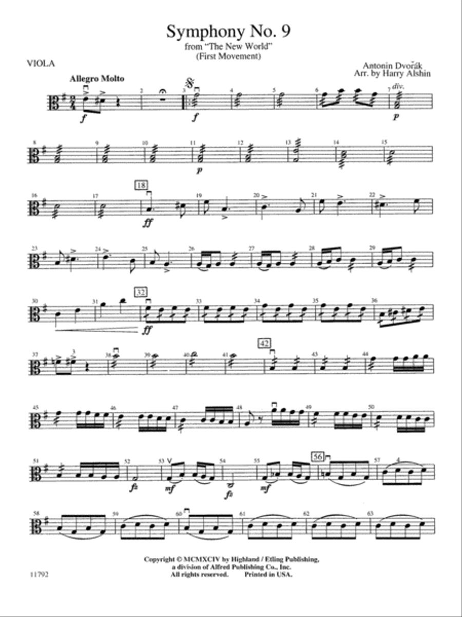 New World Symphony: Viola String Orchestra scores gallery preview page 1