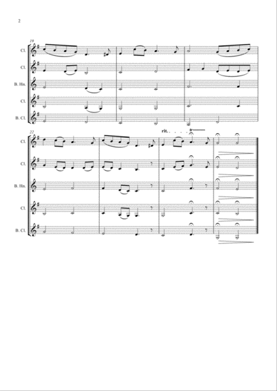 Sarah's Lullaby - Grade 2 - Clarinet Quartet