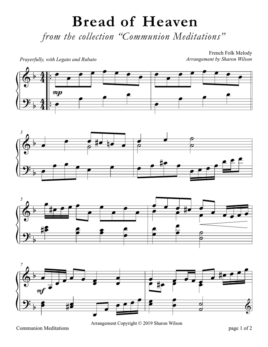 Bread of Heaven (LARGE PRINT Piano Solo) Piano Solo scores gallery preview page 1