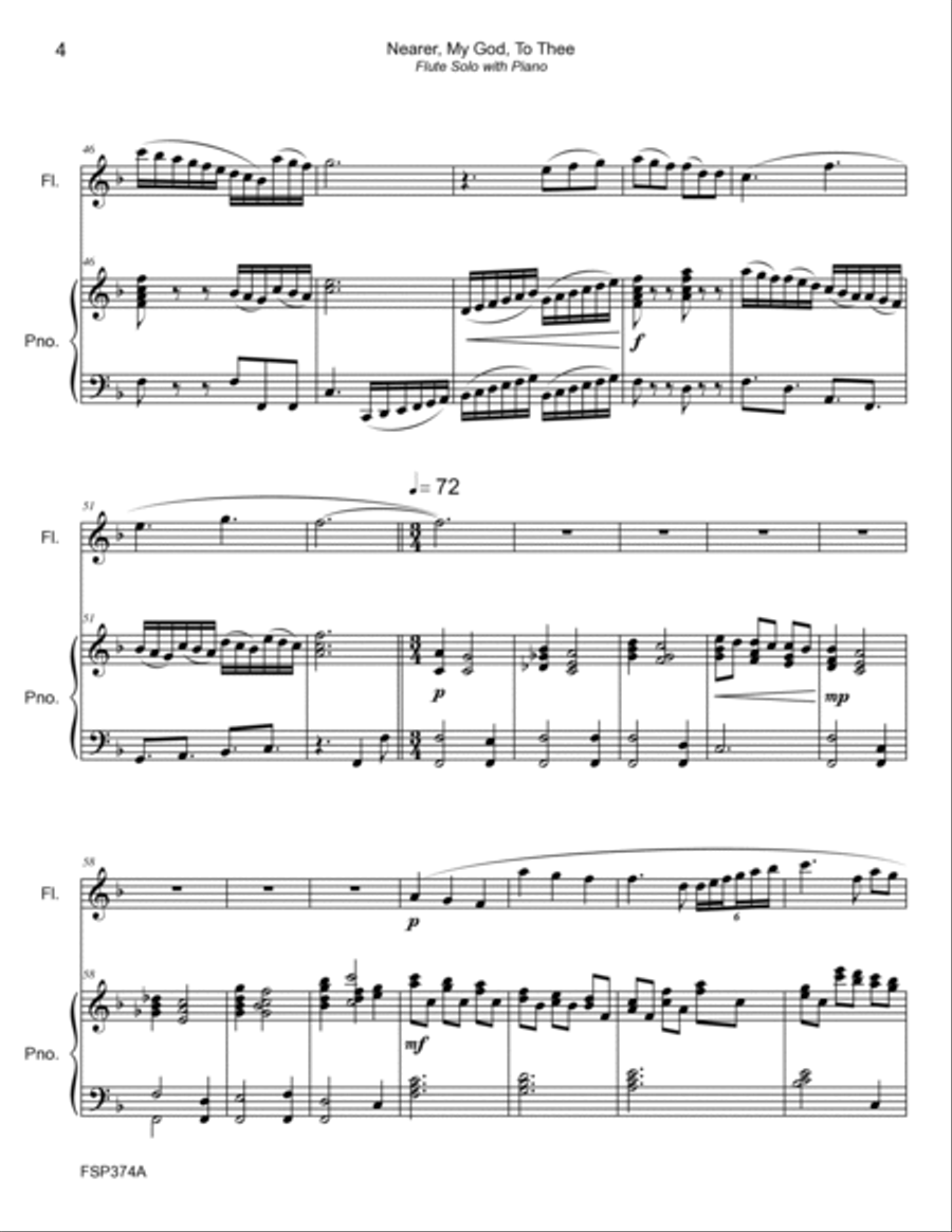 NEARER MY GOD TO THEE - FLUTE SOLO with Piano Accompaniment Flute Solo scores gallery preview page 4