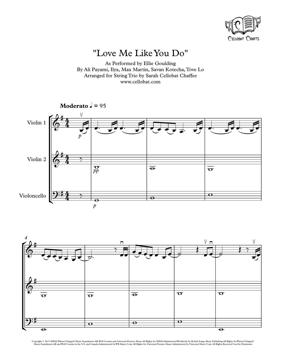 Love Me Like You Do by Ellie Goulding String Trio - Digital Sheet Music