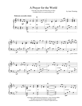 A Prayer for the World (sheet music for piano)