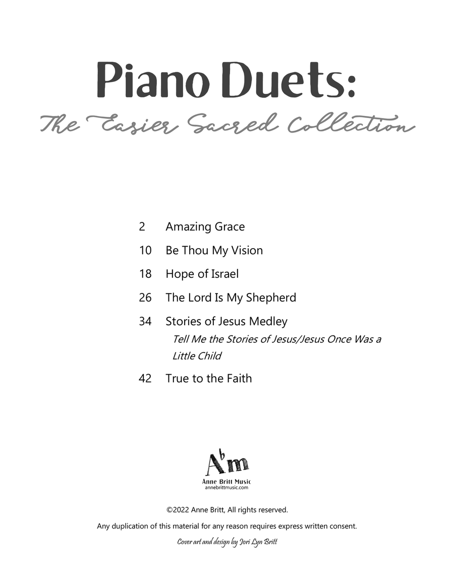 Piano Duets: The Easier Sacred Collection 1 Piano, 4-Hands scores gallery preview page 2