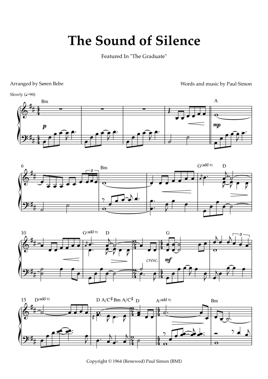 The Sound Of Silence Piano Solo scores gallery preview page 1