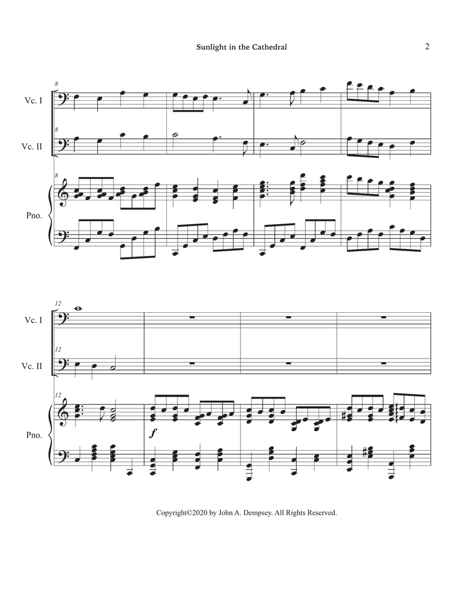 Sunlight in the Cathedral (Mountain Prelude): Trio for Two Cellos and Piano String Duet scores gallery preview page 6