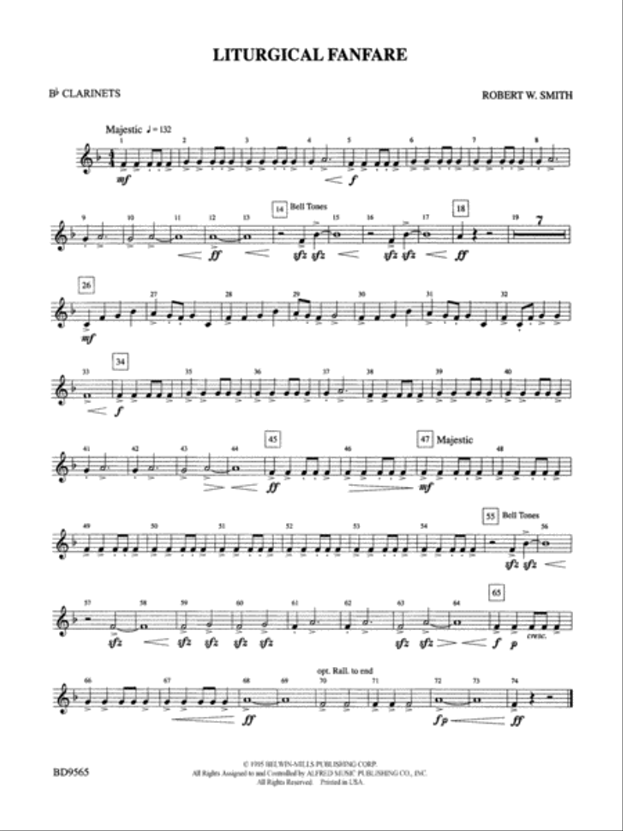 Liturgical Fanfare: 1st B-flat Clarinet Concert Band scores gallery preview page 1